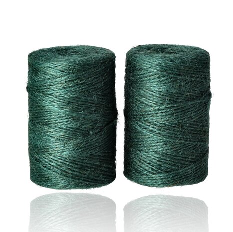 Discountershop Jute Touw 200 Meter 2 Stuks (400m) – Jute Koord Groen – Natuurlijk Bindtouw – Dik Jute Touw voor Tuin, Verpakking en Decoratie
