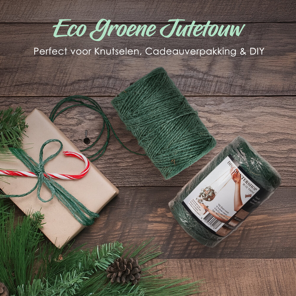 Discountershop Jute Rope 200 Meters 2 Pieces (400m) – Jute Cord Green – Natural Binding Twine – Thick Jute Rope for Garden, Packaging and Decoration