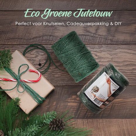 Discountershop Jute Rope 200 Meters 2 Pieces (400m) – Jute Cord Green – Natural Binding Twine – Thick Jute Rope for Garden, Packaging and Decoration