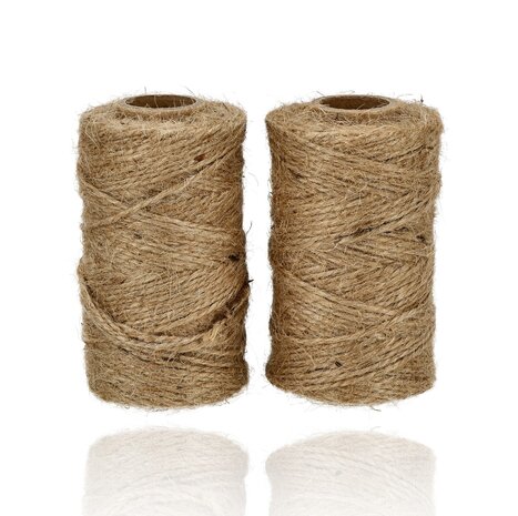 Discountershop Jute Touw 2x 65 Meter – Natuurlijk Bruin Bindtouw – Dik Jute Touw voor Knutselen, Tuin, Decoratie en Verpakking