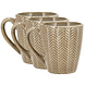 Discountershop 200 ml Ceramic Coffee Mugs with Handle – Herringbone Pattern – Stoneware Coffee Cup – Microwave Safe – Set Available