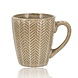 Discountershop 200 ml Ceramic Coffee Mugs with Handle – Herringbone Pattern – Stoneware Coffee Cup – Microwave Safe – Set Available