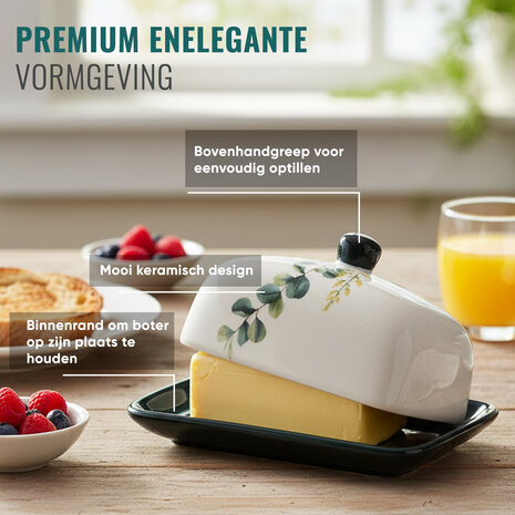Discountershop Botervloot Kopen – Keramische Botervloot met Deksel – Duurzaam Boterbakje & Boterdoos van Porselein – Boter Bewaardoos & Kaascontainer voor Keuken en Picknick