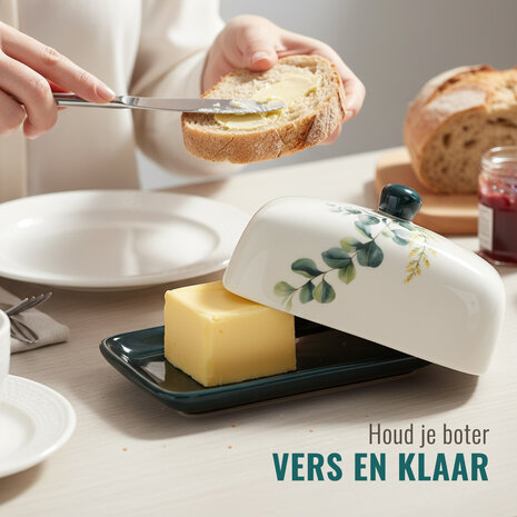 Discountershop Botervloot Kopen – Keramische Botervloot met Deksel – Duurzaam Boterbakje & Boterdoos van Porselein – Boter Bewaardoos & Kaascontainer voor Keuken en Picknick