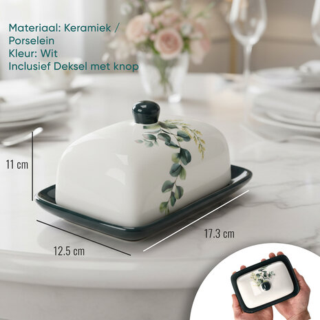 Discountershop Botervloot Kopen – Keramische Botervloot met Deksel – Duurzaam Boterbakje & Boterdoos van Porselein – Boter Bewaardoos & Kaascontainer voor Keuken en Picknick