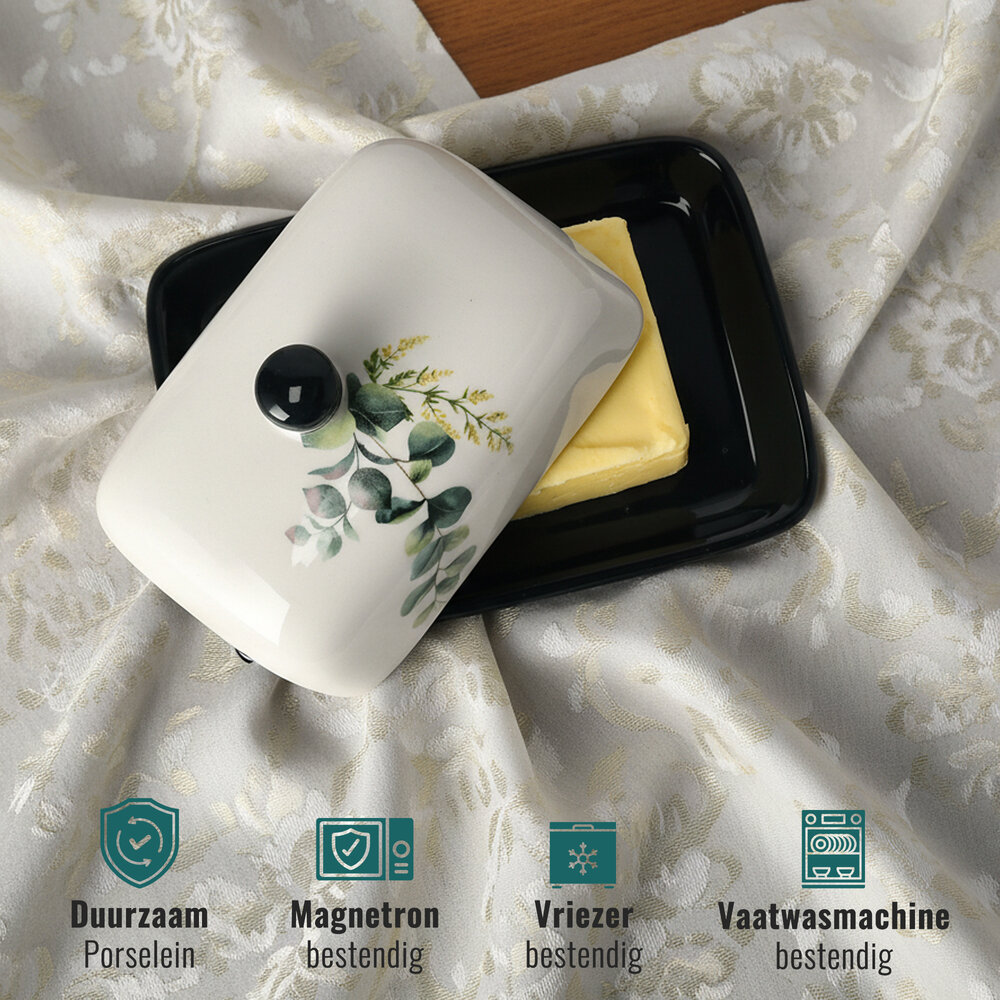 Discountershop Botervloot Kopen – Keramische Botervloot met Deksel – Duurzaam Boterbakje & Boterdoos van Porselein – Boter Bewaardoos & Kaascontainer voor Keuken en Picknick