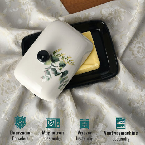 Discountershop Botervloot Kopen – Keramische Botervloot met Deksel – Duurzaam Boterbakje & Boterdoos van Porselein – Boter Bewaardoos & Kaascontainer voor Keuken en Picknick