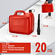 Discountershop Jerrycan 20 Liter Red - With Funnel Spout - Including Handy Filling Hose - UN-Approved Fuel Jerrycans for Petrol and Diesel - Fuel Jerrycans