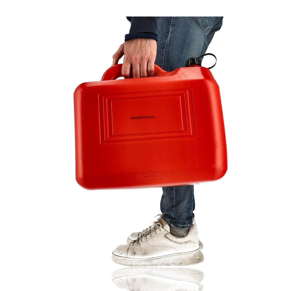 Discountershop Jerrycan 20 Liter Rood - Met Trechter Tuit - Inclusief Handige Vulslang - UN-Gekeurde Brandstof Jerrycans voor Benzine en Diesel - Brandstof Jerrycans