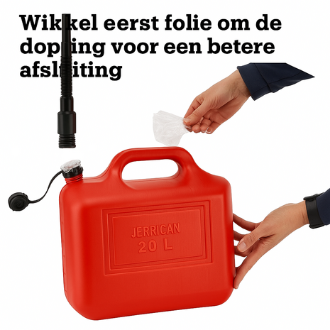 Discountershop Jerrycan 20 Liter Red - With Funnel Spout - Including Handy Filling Hose - UN-Approved Fuel Jerrycans for Petrol and Diesel - Fuel Jerrycans