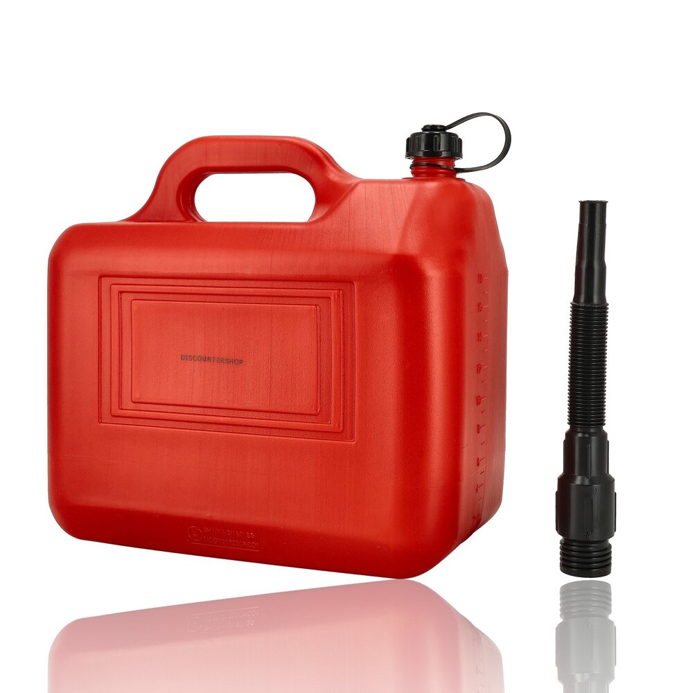 Discountershop Jerrycan 20 Liter Red - With Funnel Spout - Including Handy Filling Hose - UN-Approved Fuel Jerrycans for Petrol and Diesel - Fuel Jerrycans