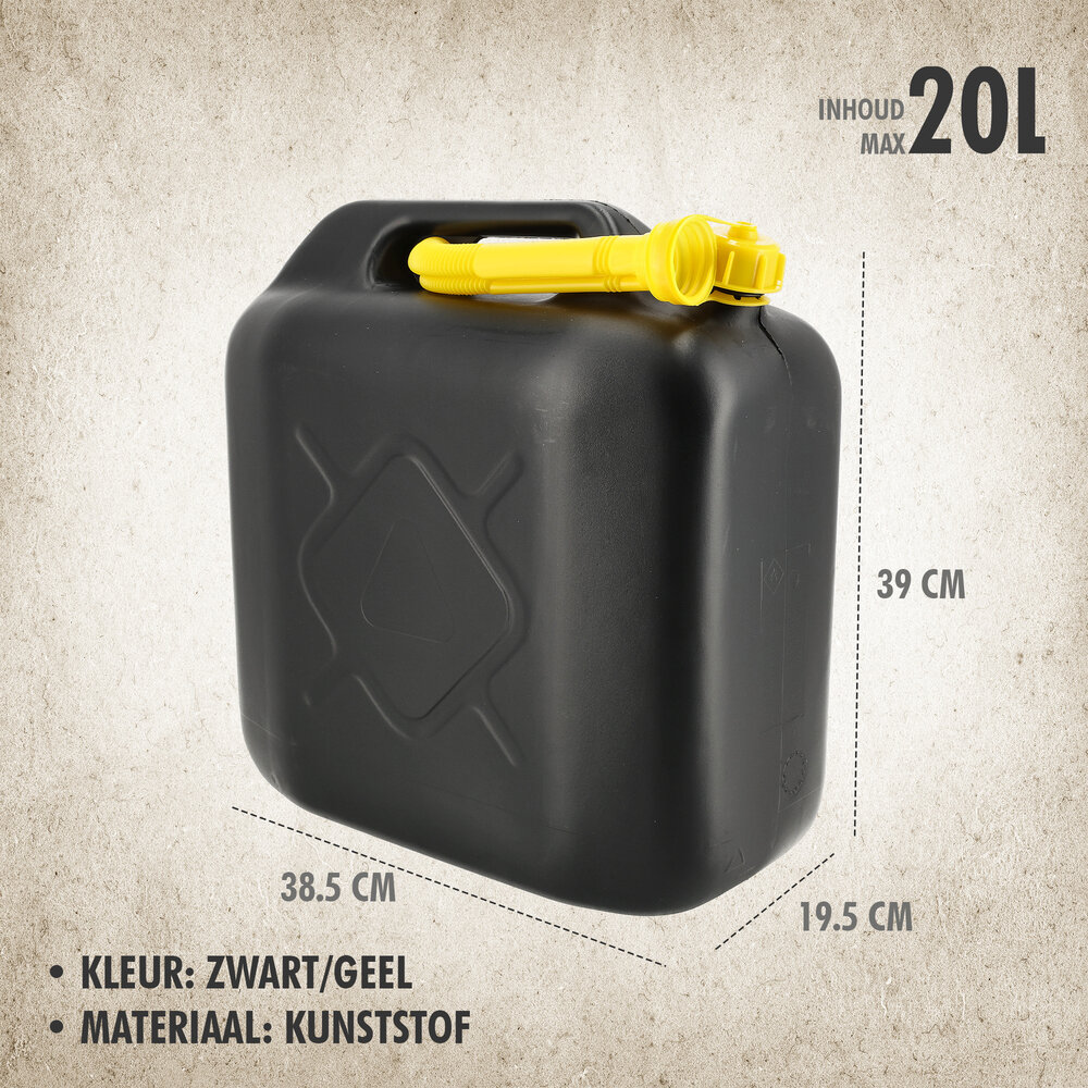 Discountershop Jerrycan 20 Liter Zwart – Voor Benzine en Diesel – Met Flexibele Schenktuit Discountershop Jerrycan 20 Liter Zwart – Voor Benzine en Diesel – Met Flexibele Schenktuit