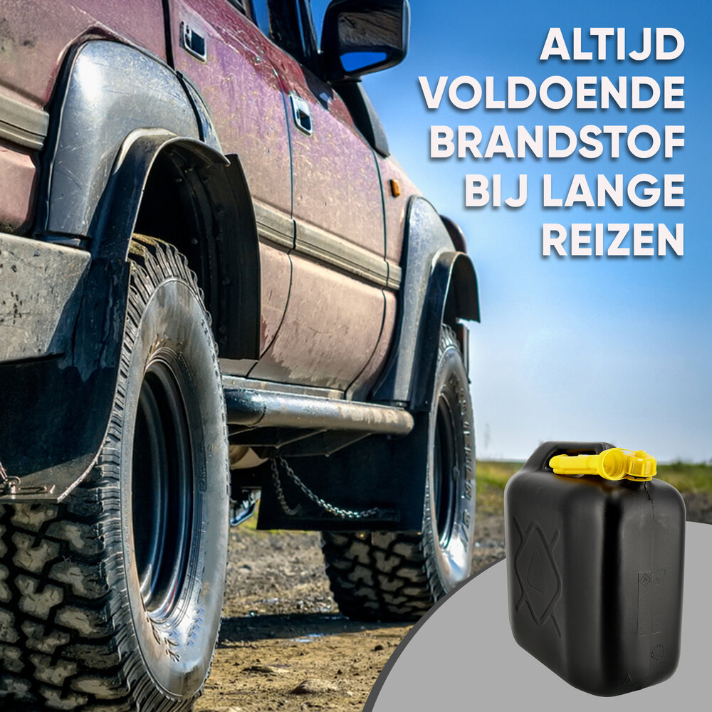 Discountershop 20 Liter Jerrycan Benzine – Plastic Brandstof Jerrycan voor Benzine, Diesel en Andere Vloeistoffen met Flexibele Schenktuit