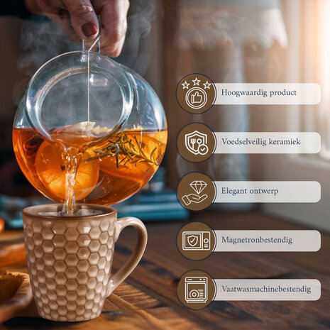 Discountershop Koffiekopje 200ml – Keramische Koffiebeker met Oor – Aardewerk Koffiemok & Theemok – Kleine Mok voor Koffie, Cappuccino & Espresso