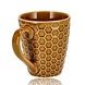 Discountershop Ceramic Coffee Cup with Handle 200 ml – Stoneware Coffee Mug & Tea Cup – Brown Honeycomb Pattern