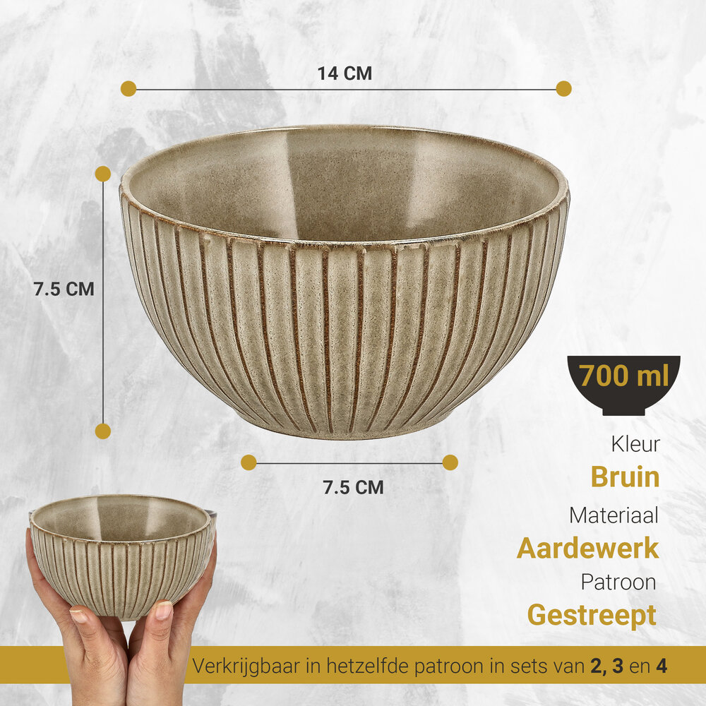 Discountershop Soepkommen Zonder Oor - Aardewerk Kommen 14 cm – Ramen Kom – Serveerkom, Slakom, Mengkom, Fruitschaal voor Soep, Noodles, Ontbijt of Salade