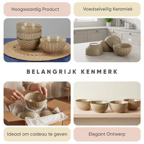 Discountershop Soepkommen Zonder Oor - Aardewerk Kommen 14 cm – Ramen Kom – Serveerkom, Slakom, Mengkom, Fruitschaal voor Soep, Noodles, Ontbijt of Salade