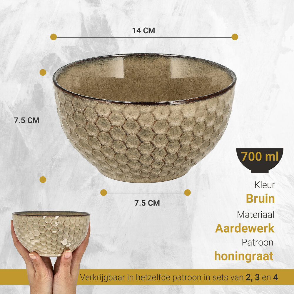 Discountershop Soup Bowl Set – Ø14 cm – Earthenware Ramen Bowls Without Handle – Bowls for Soup, Noodles, Salad, Breakfast and Fruit Bowl – Dishwasher Safe