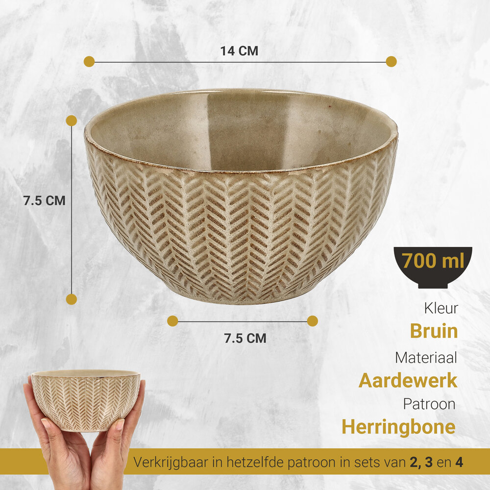 Discountershop Earthenware Soup Bowls Without Handles - Bowl Set 14 cm - Ramen Bowl - Bowls and Fruit Bowl for Soup, Noodles, Salad, Breakfast and Snacks