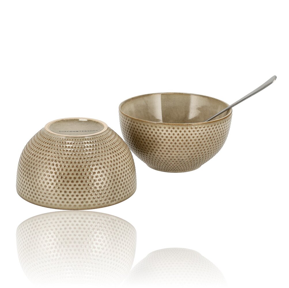 Discountershop Ramen Bowl Set – Ø14 cm – Earthenware Soup Bowls Without Handles – Bowls and Fruit Bowl for Soup, Noodles, Salad, Breakfast and Snacks – Dishwasher Safe
