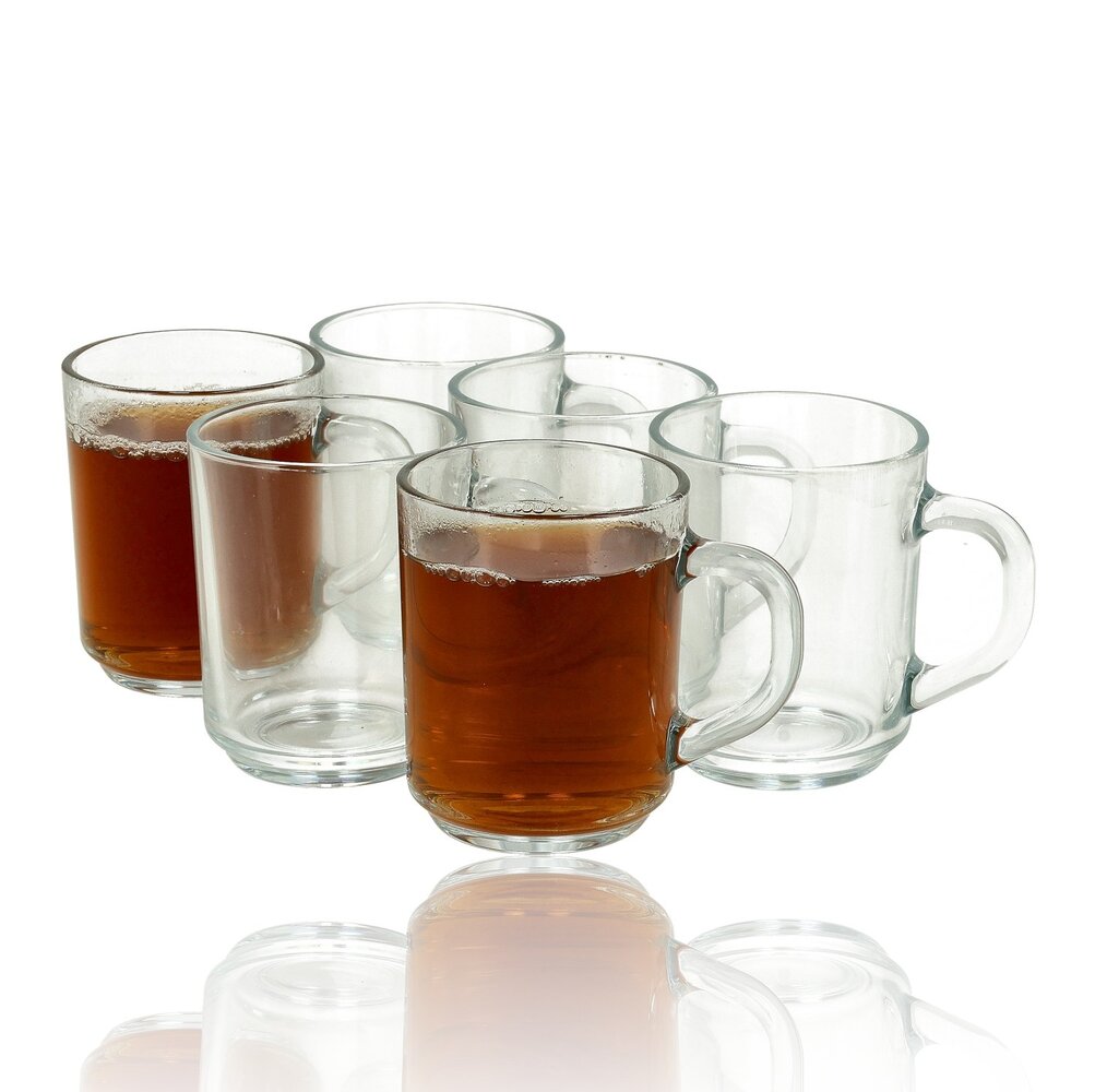 Discountershop Tea Glasses 230 ml with Handle – Glass Tea Mugs for Tea, Coffee and Hot Drinks – Tea Glasses and Coffee Cups