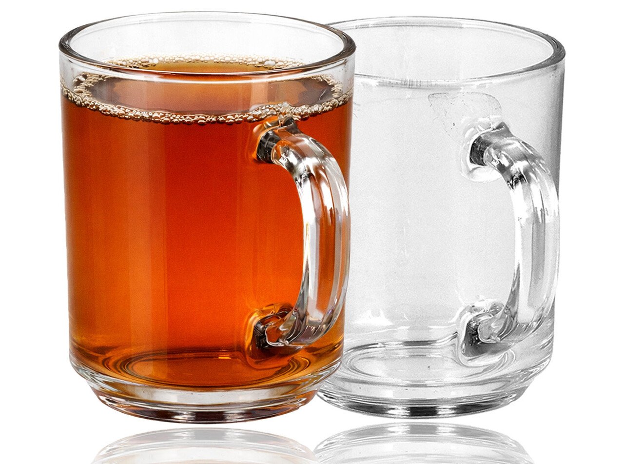 Discountershop Tea Glasses 230 ml with Handle – Glass Tea Mugs for Tea, Coffee and Hot Drinks – Tea Glasses and Coffee Cups