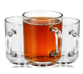 Discountershop Theeglazen 230 ml met Oor – Glazen Theemokken voor Thee, Koffie en Warme Dranken - Thee Glazen en Koffiekopjes