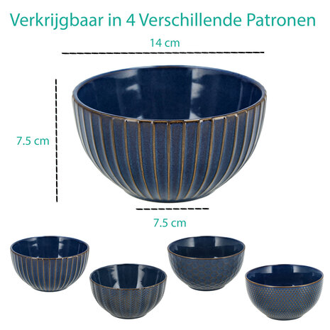Discountershop Ramen Kom Set – Ø14 cm – Aardewerk Soepkommen Zonder Oor – Kommen voor Soep, Noodles, Salade, Ontbijt en Snacks