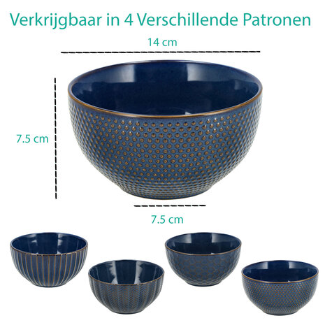 Discountershop Ramen Kom Ø14 cm – Keramische Soepkommen Zonder Oor – Aardewerk Kommen voor Soep, Noodles, Ontbijt en Salade – Vaatwasserbestendig