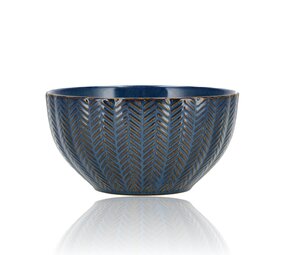 Discountershop Stoneware Ramen Bowl Ø14 cm – Ceramic Soup Bowls Without Handle with Herringbone Pattern – Noodle, Breakfast & Salad Bowl