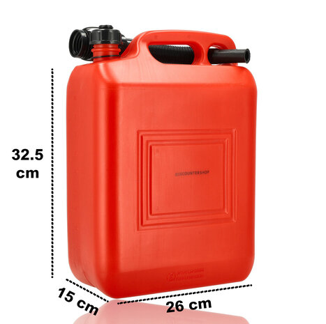 Discountershop Jerrycan 10 Liter Rood – UN-Gekeurde Brandstof Jerrycans voor Benzine en Diesel – Kunststof Benzinetank met Lange Schenktuit en Vulslang – Brandstofkan jerrycan Voor Auto, Boot, Camper en Tuinmachines