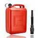 Discountershop 10 Liter Red Jerry Can – UN Approved Fuel Container for Petrol and Diesel – Plastic Fuel Tank with Long Spout and Pouring Hose – Fuel Can for Car, Boat, Camper and Garden Machinery