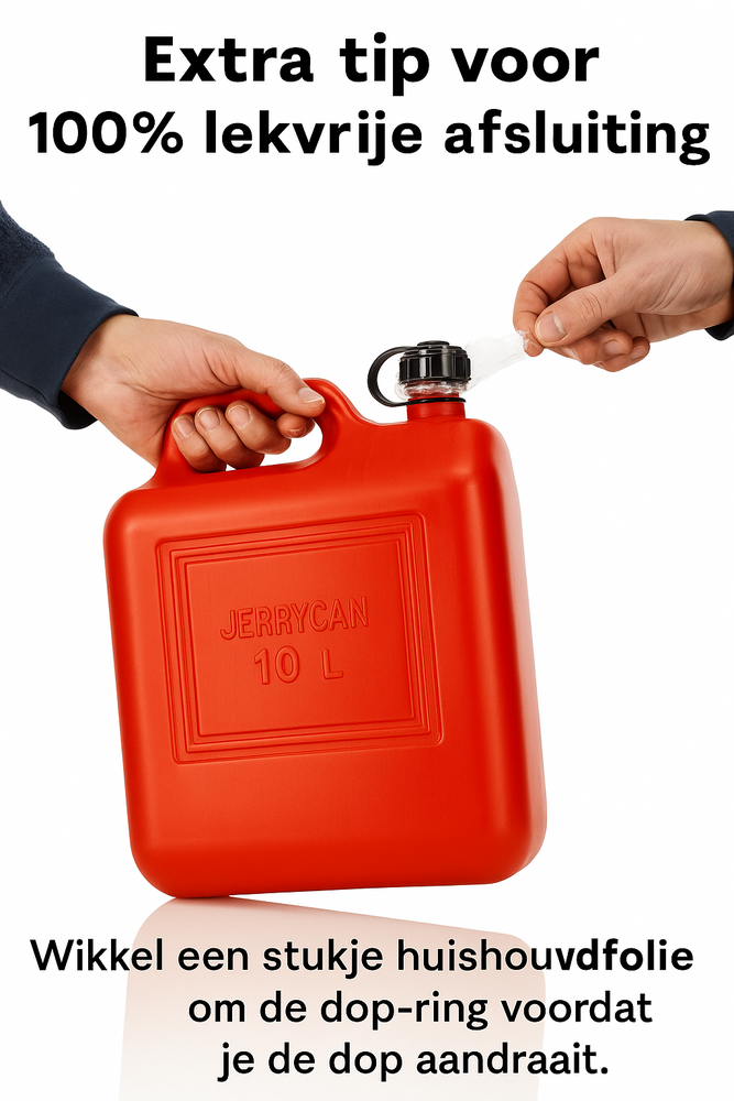 Discountershop 10 Liter Red Jerry Can – UN Approved Fuel Container for Petrol and Diesel – Plastic Fuel Tank with Long Spout and Pouring Hose – Fuel Can for Car, Boat, Camper and Garden Machinery