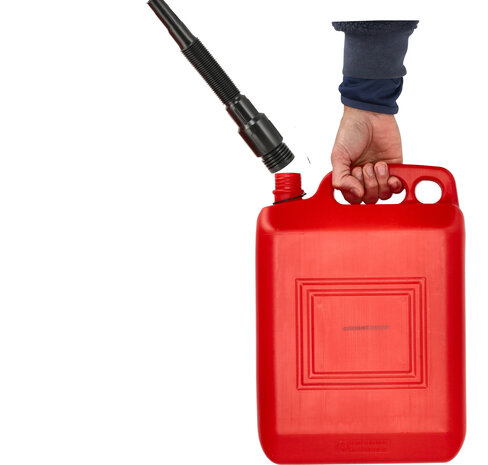 Discountershop Jerrycan 10 Liter Rood – UN-Gekeurde Brandstof Jerrycans voor Benzine en Diesel – Kunststof Benzinetank met Lange Schenktuit en Vulslang – Brandstofkan jerrycan Voor Auto, Boot, Camper en Tuinmachines