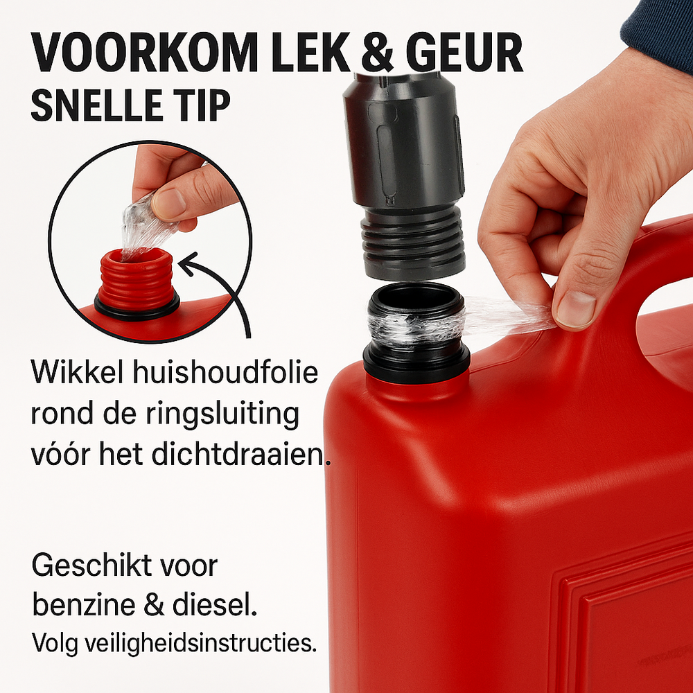 Discountershop 10 Liter Red Jerry Can – UN Approved Fuel Container for Petrol and Diesel – Plastic Fuel Tank with Long Spout and Pouring Hose – Fuel Can for Car, Boat, Camper and Garden Machinery