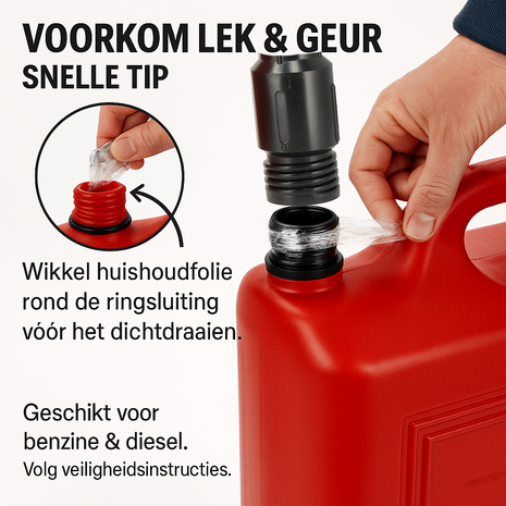 Discountershop Jerrycan 10 Liter Rood – UN-Gekeurde Brandstof Jerrycans voor Benzine en Diesel – Kunststof Benzinetank met Lange Schenktuit en Vulslang – Brandstofkan jerrycan Voor Auto, Boot, Camper en Tuinmachines