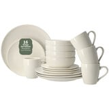 Discountershop Serviesset 16-Delig Wit – Porseleinen Servies 4-Persoons – Complete Bordenset met Dinerborden, Ontbijtborden, Kommen en Mokken – Magnetron en Vaatwasser Bestendig