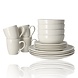 Discountershop 16-Piece White Dinnerware Set – Porcelain Dinner Set for 4 People – Complete Tableware Set with Dinner Plates, Salad Plates, Bowls and Mugs – Microwave and Dishwasher Safe