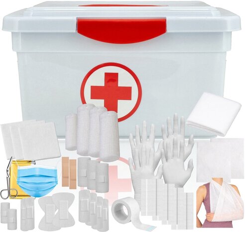 EHBO First Aid Kit 41-Piece – Complete Medical Kit with 60x80 cm Dressing, Triangular Bandage, Wound Compresses and Emergency Blanket – For Home, Car and Workplace