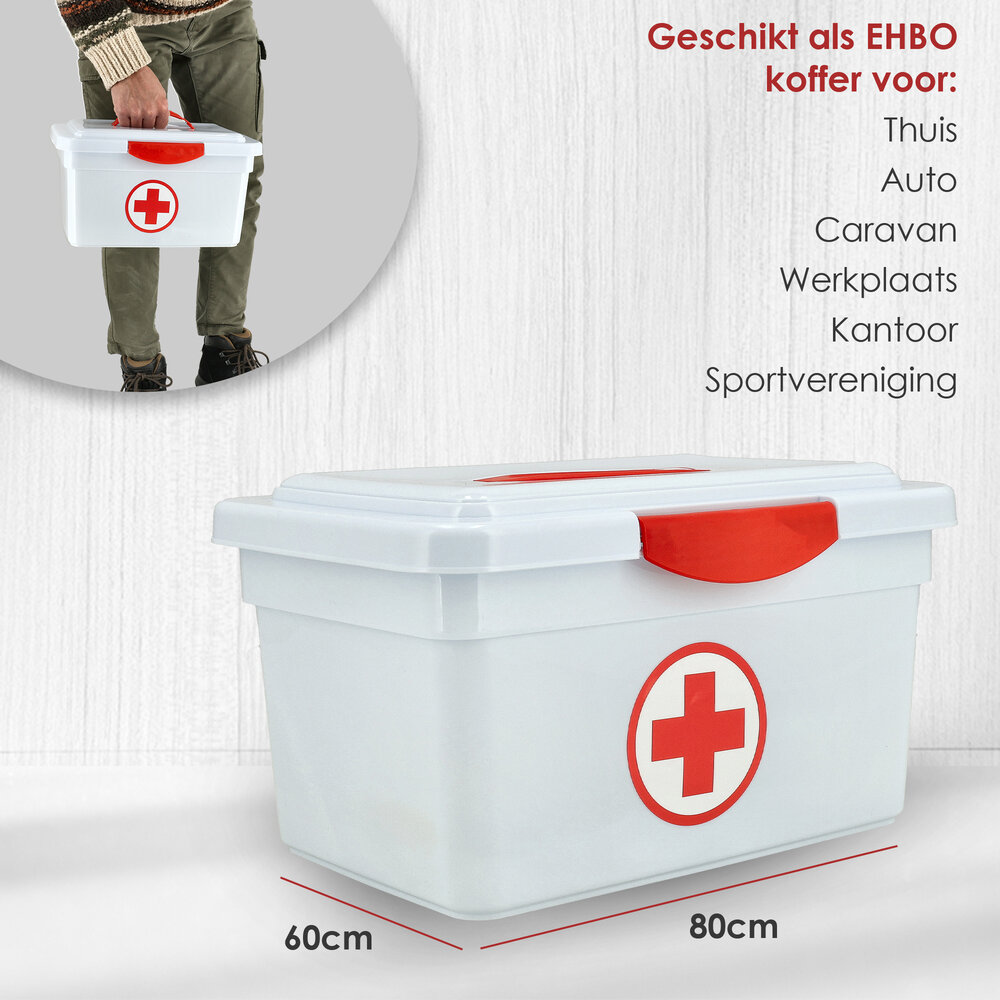 EHBO First Aid Kit 41-Piece – Complete Medical Kit with 60x80 cm Dressing, Triangular Bandage, Wound Compresses and Emergency Blanket – For Home, Car and Workplace