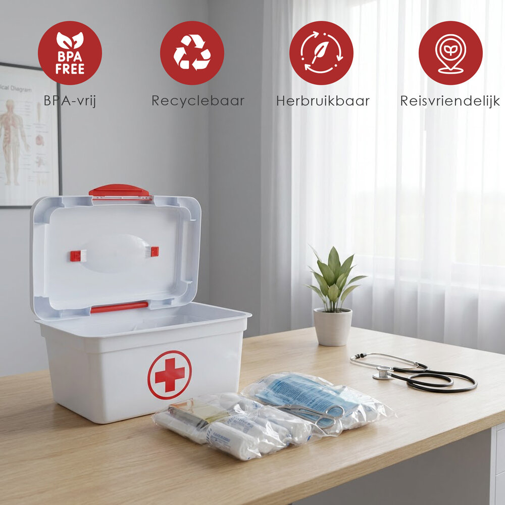 EHBO First Aid Kit 41-Piece – Complete Medical Kit with 60x80 cm Dressing, Triangular Bandage, Wound Compresses and Emergency Blanket – For Home, Car and Workplace