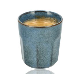 Discountershop Ceramic Coffee Cup Set – Blue Glazed Handleless Cups 200ml – Espresso Cups & Cappuccino Mugs – Durable Stoneware Coffee Cups for Coffee, Tea & Café / Restaurant Use
