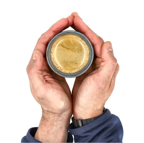 Discountershop Koffiekopjes Set – Blauw Glazuur Bekers 200ml Zonder Oor – Keramische Espresso Kopjes en Cappuccino Bekers – Aardewerk Koffiemokken – Voor Koffie, Thee en Horeca Gebruik