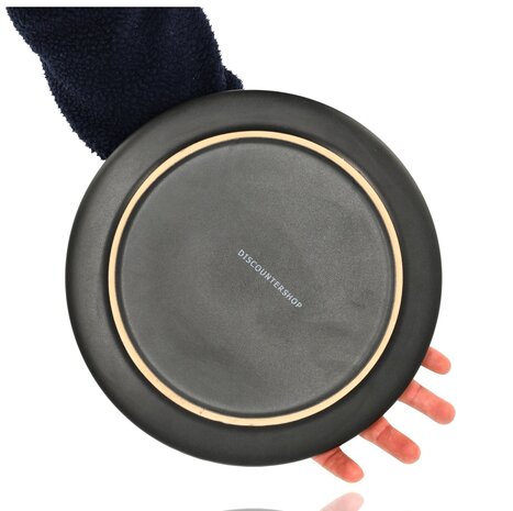 Discountershop Dinner Plate Set – Matte Black Plates 26.3 cm Ceramic – Round Dinner Plates with Raised Edge – Tableware for Hospitality, Restaurants