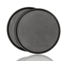Discountershop Ceramic Dinner Plates Black 26.3 cm – Dinner Plate Set with Raised Edge, Dishwasher & Microwave Safe