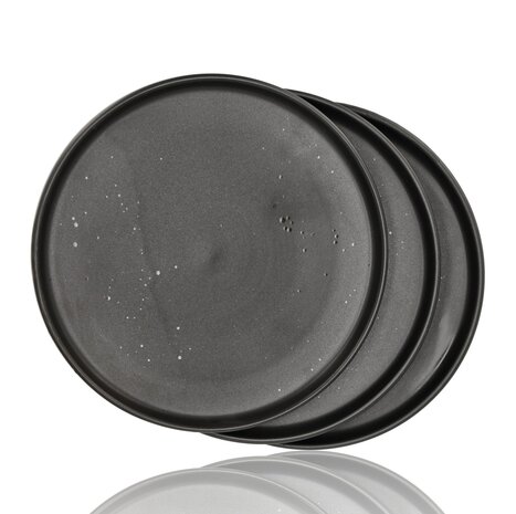 Discountershop Dinner Plate Set – Matte Black Plates 26.3 cm Ceramic – Round Dinner Plates with Raised Edge – Tableware for Hospitality, Restaurants