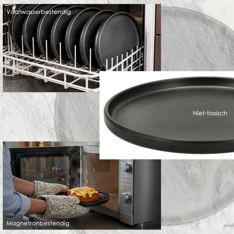 Discountershop Dinerborden Set – Mat Zwarte Borden 26,3 cm Keramiek – Ronde Diner Borden met Opstaande Rand – Servies voor Horeca, Restaurants