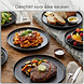Discountershop Dinerborden Set – Mat Zwarte Borden 26,3 cm Keramiek – Ronde Diner Borden met Opstaande Rand – Servies voor Horeca, Restaurants