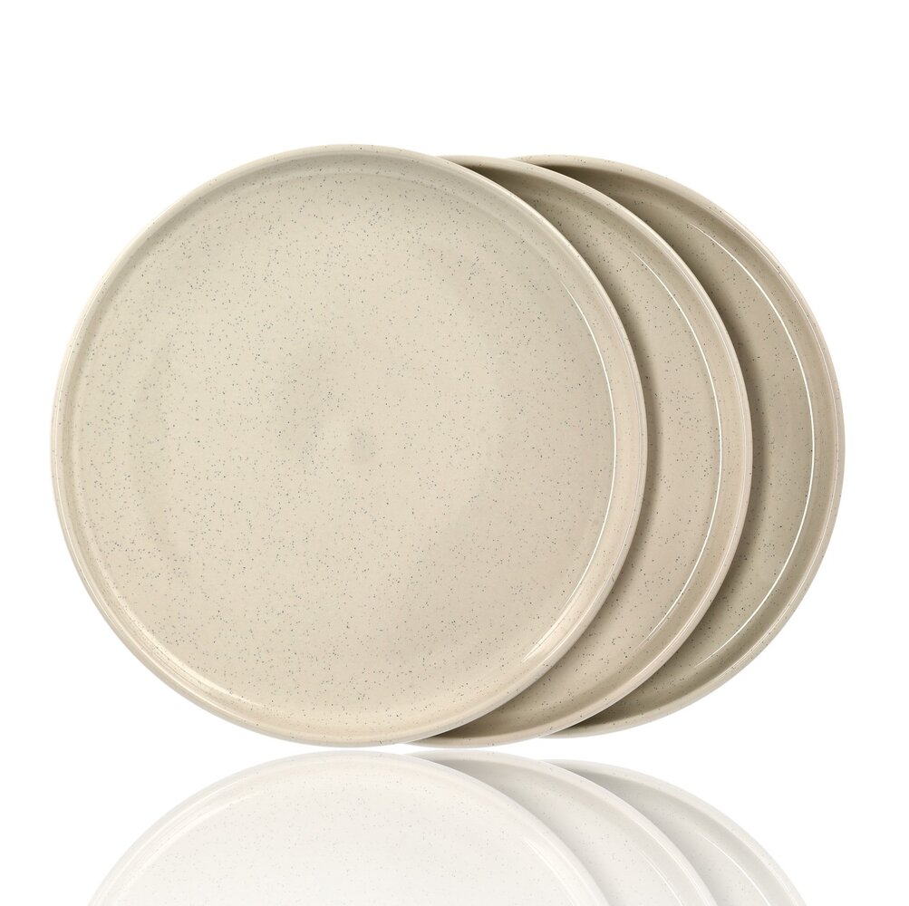 Discountershop Dinner Plate Set – Cream Ceramic Plates 26.3 cm – Glossy Tableware with Raised Edge – For Hospitality, Restaurants and Holidays
