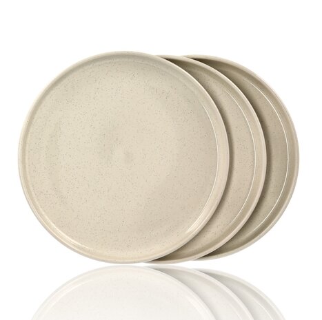 Discountershop Dinner Plate Set – Cream Ceramic Plates 26.3 cm – Glossy Tableware with Raised Edge – For Hospitality, Restaurants and Holidays